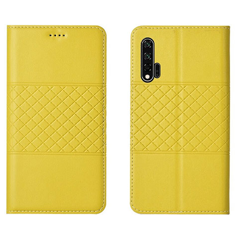 Funda de Cuero Cartera con Soporte Carcasa T03 para Huawei Nova 6 5G Amarillo