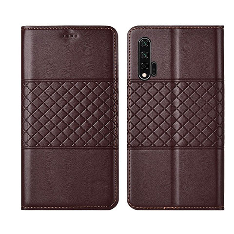 Funda de Cuero Cartera con Soporte Carcasa T03 para Huawei Nova 6 5G Marron