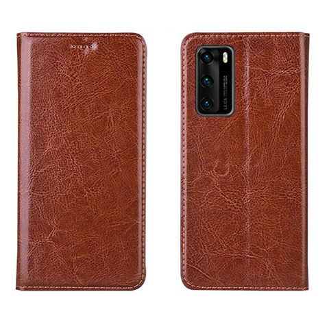 Funda de Cuero Cartera con Soporte Carcasa T03 para Huawei P40 Naranja