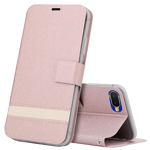 Funda de Cuero Cartera con Soporte Carcasa T03 para Oppo R15X Oro Rosa