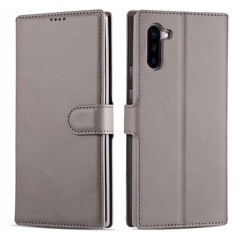 Funda de Cuero Cartera con Soporte Carcasa T03 para Samsung Galaxy Note 10 Gris