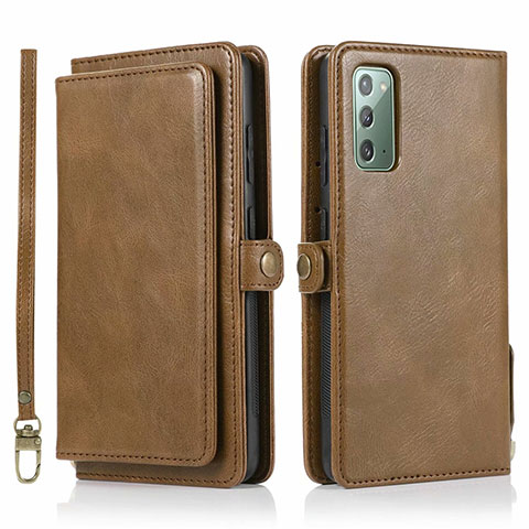 Funda de Cuero Cartera con Soporte Carcasa T03 para Samsung Galaxy Note 20 5G Marron