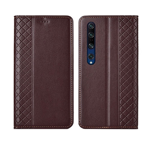 Funda de Cuero Cartera con Soporte Carcasa T03 para Xiaomi Mi 10 Pro Marron