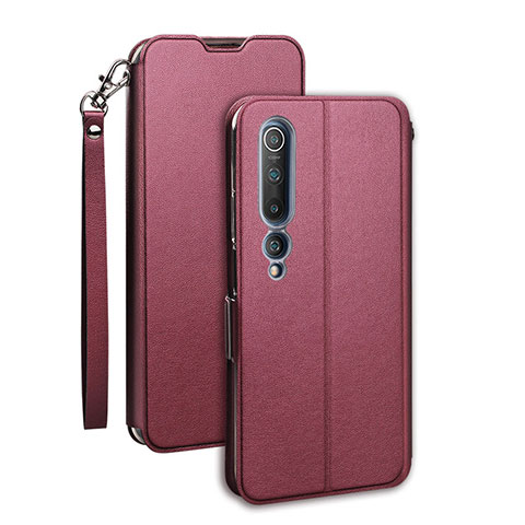 Funda de Cuero Cartera con Soporte Carcasa T03 para Xiaomi Mi 10 Rojo Rosa