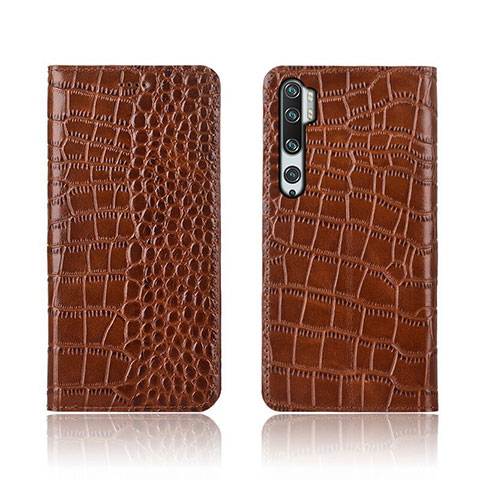 Funda de Cuero Cartera con Soporte Carcasa T03 para Xiaomi Mi Note 10 Pro Naranja