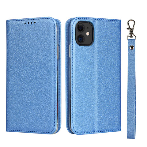 Funda de Cuero Cartera con Soporte Carcasa T04 para Apple iPhone 11 Azul