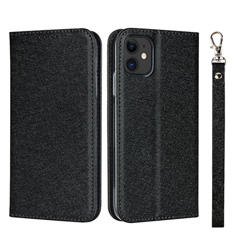 Funda de Cuero Cartera con Soporte Carcasa T04 para Apple iPhone 11 Negro