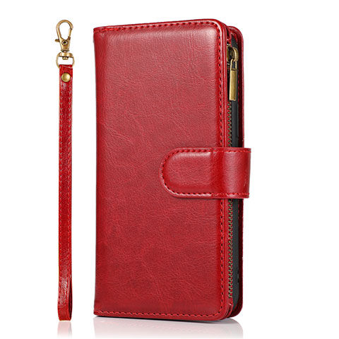 Funda de Cuero Cartera con Soporte Carcasa T04 para Apple iPhone 12 Mini Rojo