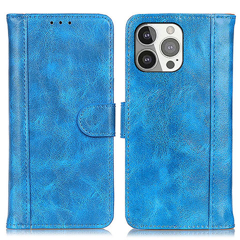 Funda de Cuero Cartera con Soporte Carcasa T04 para Apple iPhone 15 Pro Azul