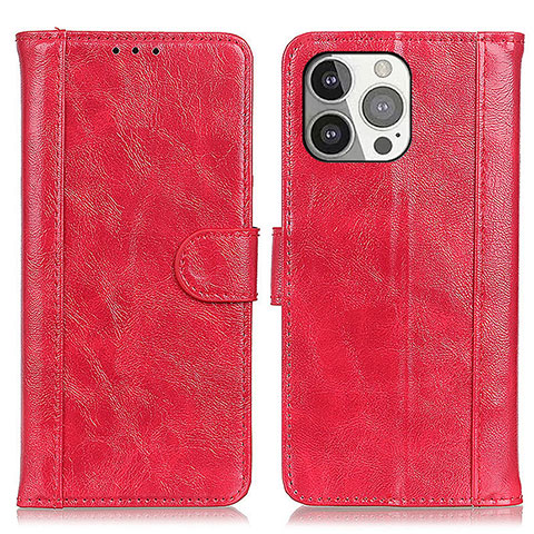 Funda de Cuero Cartera con Soporte Carcasa T04 para Apple iPhone 15 Pro Rojo