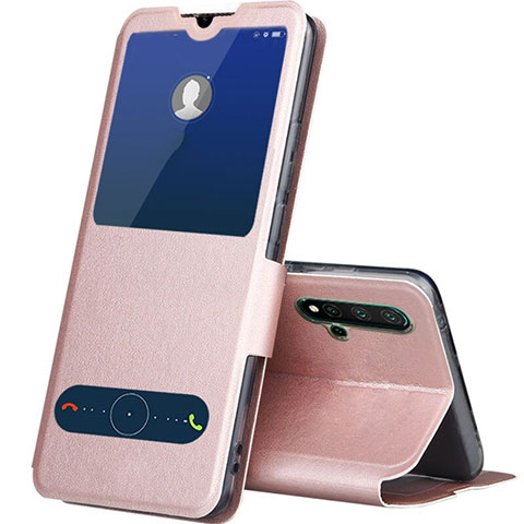 Funda de Cuero Cartera con Soporte Carcasa T04 para Huawei Nova 5 Pro Oro Rosa