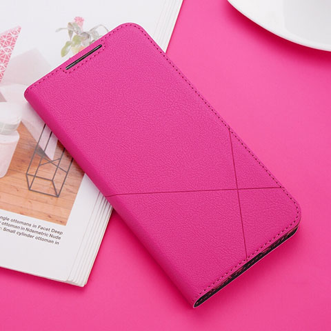 Funda de Cuero Cartera con Soporte Carcasa T04 para Huawei Nova 5i Rosa Roja