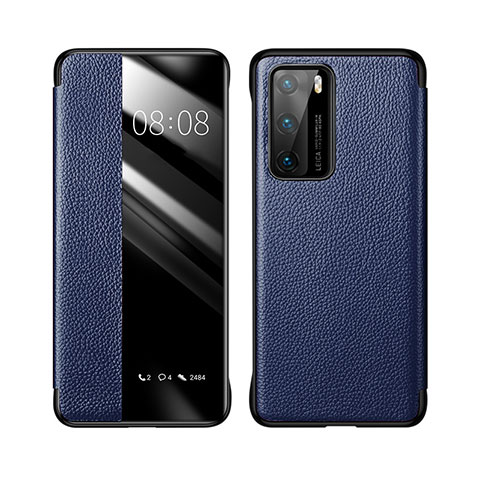 Funda de Cuero Cartera con Soporte Carcasa T04 para Huawei P40 Azul