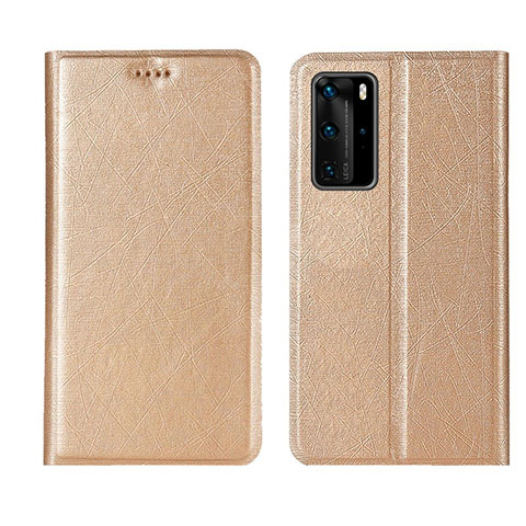 Funda de Cuero Cartera con Soporte Carcasa T04 para Huawei P40 Pro Oro