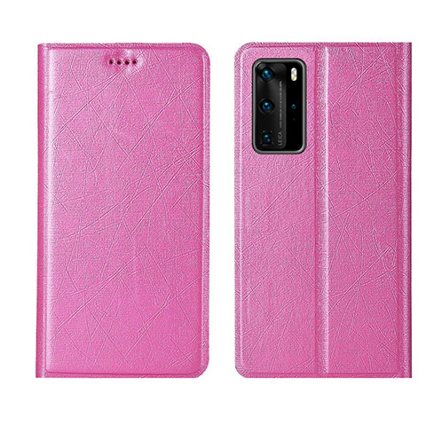 Funda de Cuero Cartera con Soporte Carcasa T04 para Huawei P40 Pro Rosa