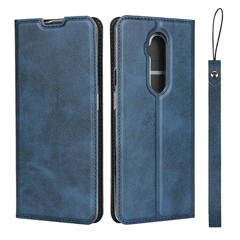 Funda de Cuero Cartera con Soporte Carcasa T04 para OnePlus 7T Pro Azul