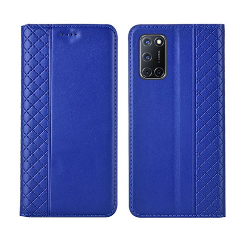 Funda de Cuero Cartera con Soporte Carcasa T04 para Oppo A52 Azul