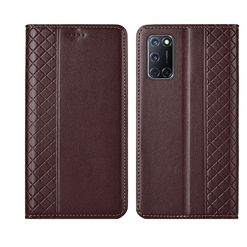 Funda de Cuero Cartera con Soporte Carcasa T04 para Oppo A52 Marron