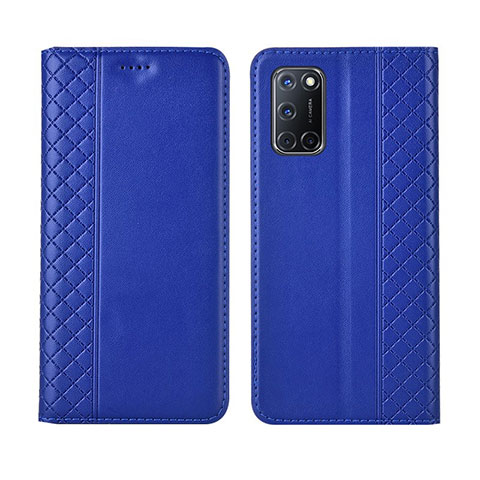 Funda de Cuero Cartera con Soporte Carcasa T04 para Oppo A92 Azul