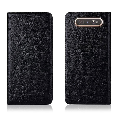 Funda de Cuero Cartera con Soporte Carcasa T04 para Samsung Galaxy A90 4G Negro