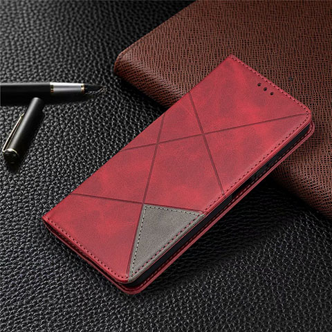 Funda de Cuero Cartera con Soporte Carcasa T04 para Xiaomi Mi 10i 5G Rojo