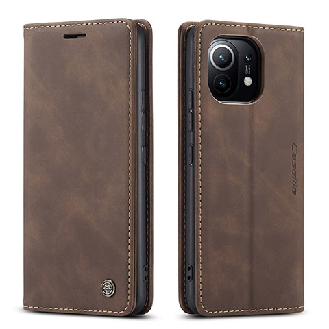 Funda de Cuero Cartera con Soporte Carcasa T04 para Xiaomi Mi 11 5G Marron