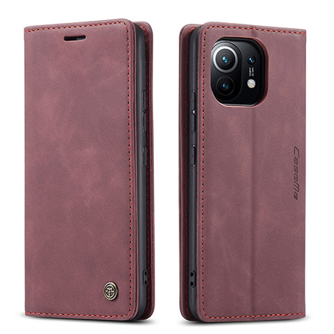 Funda de Cuero Cartera con Soporte Carcasa T04 para Xiaomi Mi 11 5G Morado