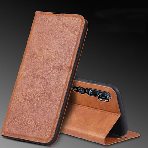 Funda de Cuero Cartera con Soporte Carcasa T04 para Xiaomi Mi Note 10 Pro Marron