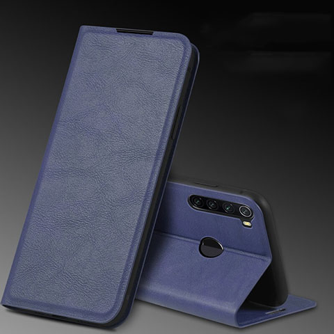 Funda de Cuero Cartera con Soporte Carcasa T04 para Xiaomi Redmi Note 8 (2021) Azul