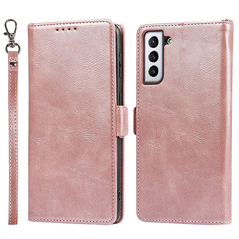 Funda de Cuero Cartera con Soporte Carcasa T04D para Samsung Galaxy S21 FE 5G Oro Rosa