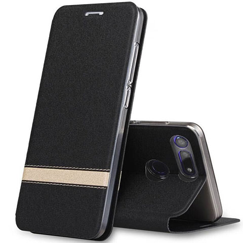 Funda de Cuero Cartera con Soporte Carcasa T05 para Huawei Honor V20 Negro