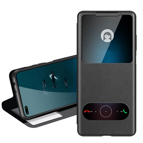 Funda de Cuero Cartera con Soporte Carcasa T05 para Huawei Honor V30 5G Negro