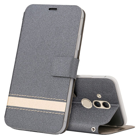 Funda de Cuero Cartera con Soporte Carcasa T05 para Huawei Mate 20 Lite Gris