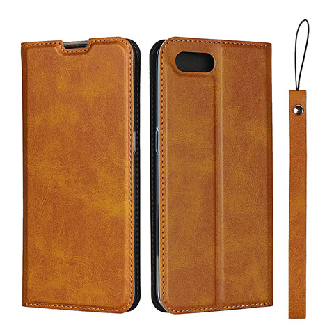 Funda de Cuero Cartera con Soporte Carcasa T05 para Oppo R15X Naranja