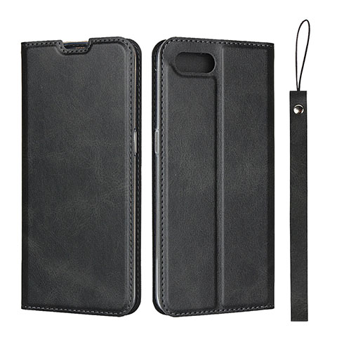 Funda de Cuero Cartera con Soporte Carcasa T05 para Oppo R15X Negro