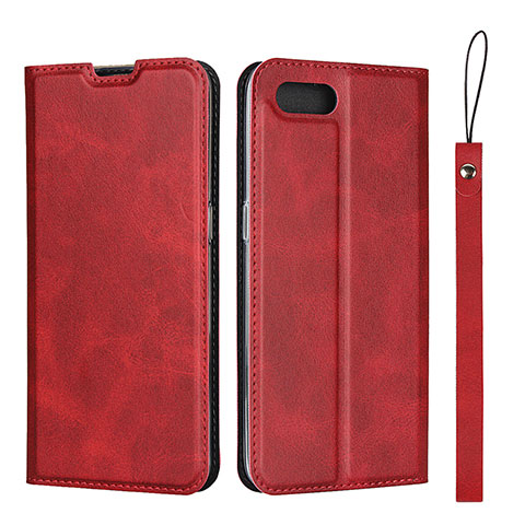 Funda de Cuero Cartera con Soporte Carcasa T05 para Oppo R17 Neo Rojo