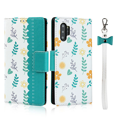 Funda de Cuero Cartera con Soporte Carcasa T05 para Samsung Galaxy Note 10 Plus 5G Cian