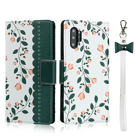 Funda de Cuero Cartera con Soporte Carcasa T05 para Samsung Galaxy Note 10 Plus 5G Verde