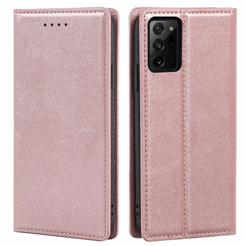 Funda de Cuero Cartera con Soporte Carcasa T05 para Samsung Galaxy Note 20 Ultra 5G Oro Rosa