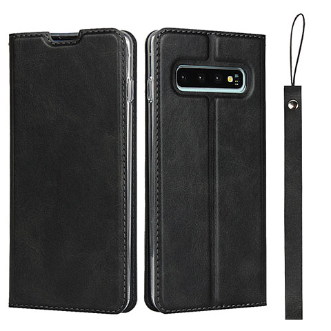 Funda de Cuero Cartera con Soporte Carcasa T05 para Samsung Galaxy S10 Negro