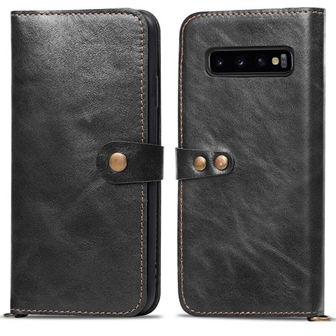 Funda de Cuero Cartera con Soporte Carcasa T05 para Samsung Galaxy S10 Plus Negro