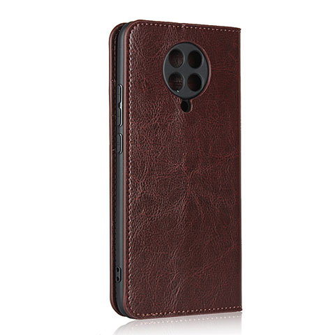 Funda de Cuero Cartera con Soporte Carcasa T05 para Xiaomi Poco F2 Pro Marron