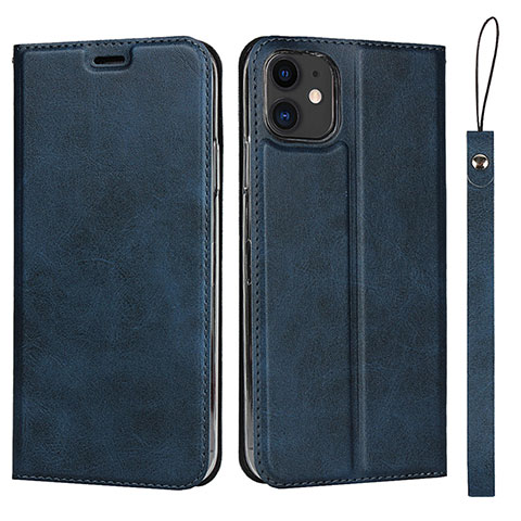 Funda de Cuero Cartera con Soporte Carcasa T06 para Apple iPhone 11 Azul