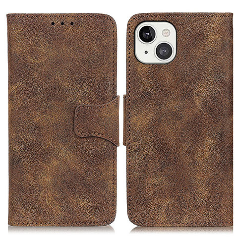 Funda de Cuero Cartera con Soporte Carcasa T06 para Apple iPhone 13 Marron