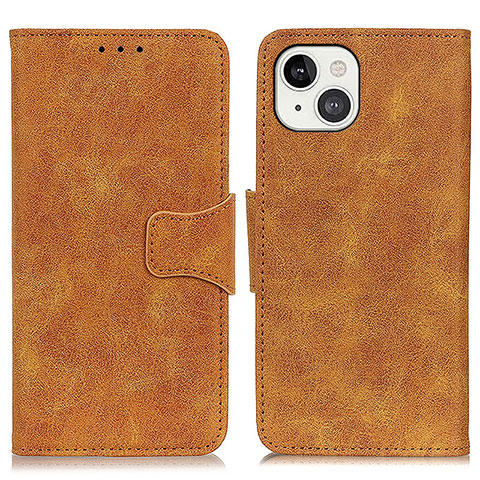 Funda de Cuero Cartera con Soporte Carcasa T06 para Apple iPhone 15 Marron Claro