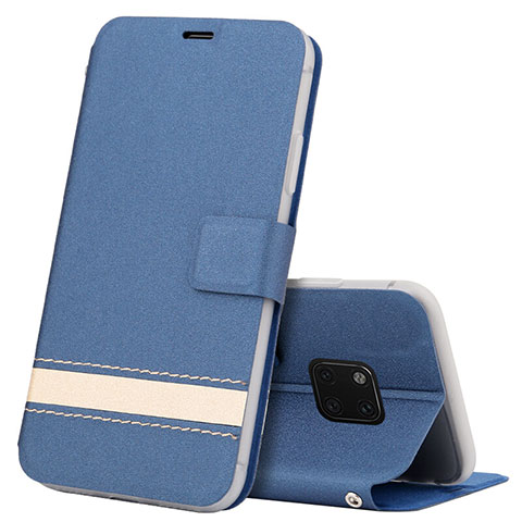 Funda de Cuero Cartera con Soporte Carcasa T06 para Huawei Mate 20 Pro Azul