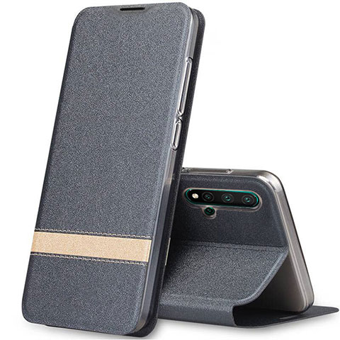 Funda de Cuero Cartera con Soporte Carcasa T06 para Huawei Nova 5 Gris