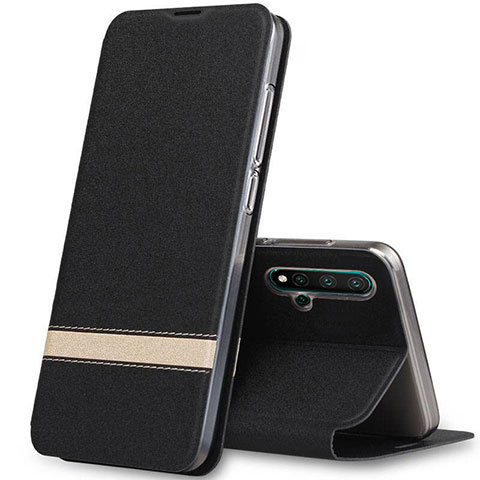 Funda de Cuero Cartera con Soporte Carcasa T06 para Huawei Nova 5 Negro