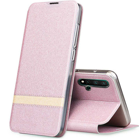 Funda de Cuero Cartera con Soporte Carcasa T06 para Huawei Nova 5 Oro Rosa