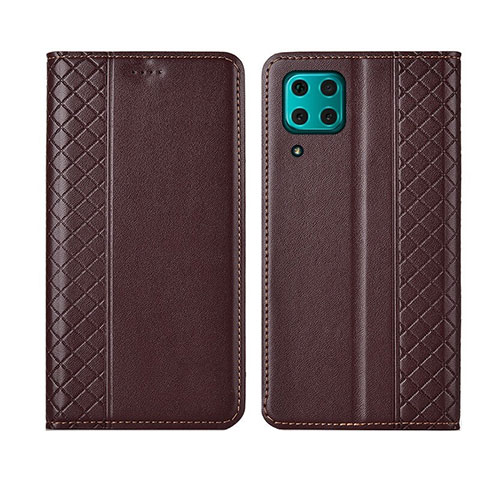 Funda de Cuero Cartera con Soporte Carcasa T06 para Huawei Nova 6 SE Marron